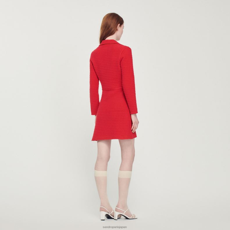jp Sandro Paris 女性 ツイードエフェクト ショートドレス 赤 20D4B436 衣服