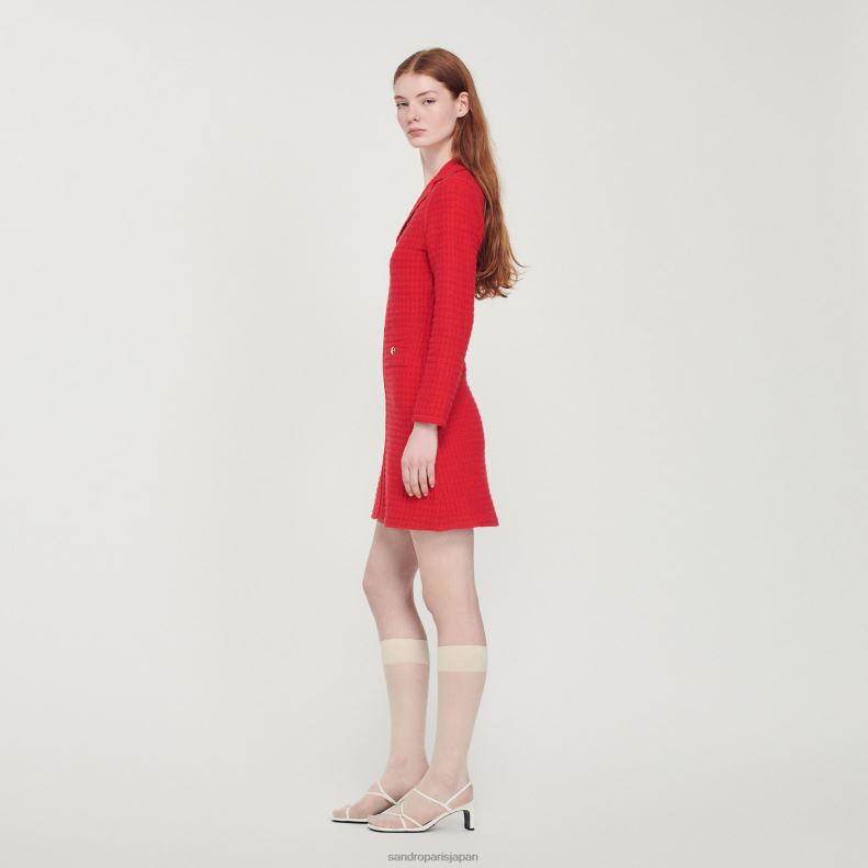 jp Sandro Paris 女性 ツイードエフェクト ショートドレス 赤 20D4B436 衣服