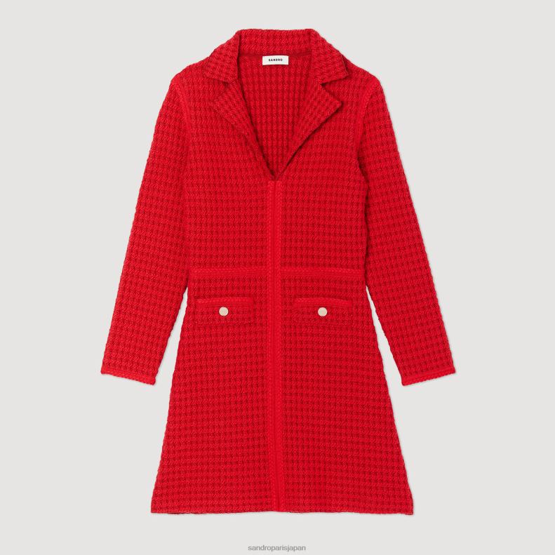jp Sandro Paris 女性 ツイードエフェクト ショートドレス 赤 20D4B436 衣服