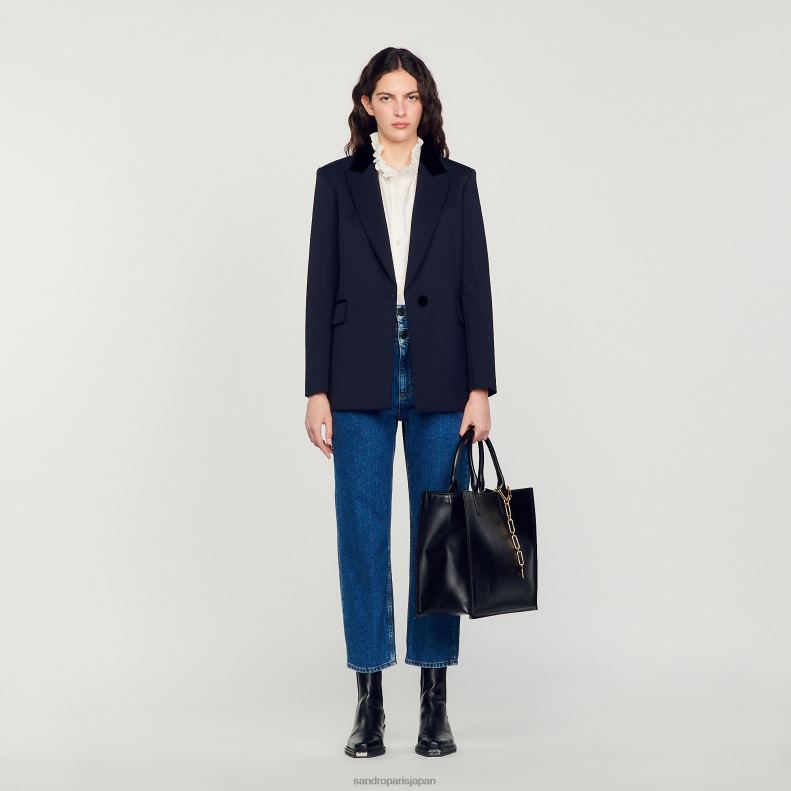 jp Sandro Paris 女性 テーラードジャケット ディープブルー 20D4B439 衣服