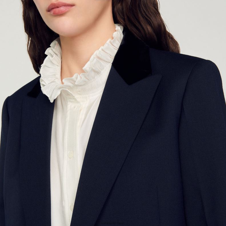 jp Sandro Paris 女性 テーラードジャケット ディープブルー 20D4B439 衣服