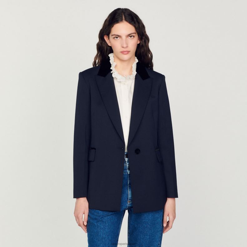 jp Sandro Paris 女性 テーラードジャケット ディープブルー 20D4B439 衣服