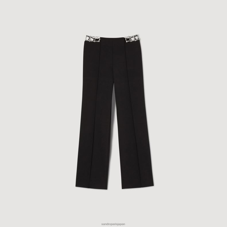 jp Sandro Paris 女性 ラインストーンのズボン 黒 20D4B43 衣服
