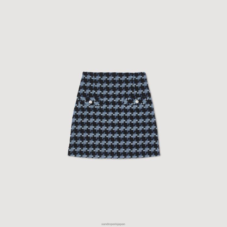 jp Sandro Paris 女性 ショートツイードスカート 青黒 20D4B44 衣服