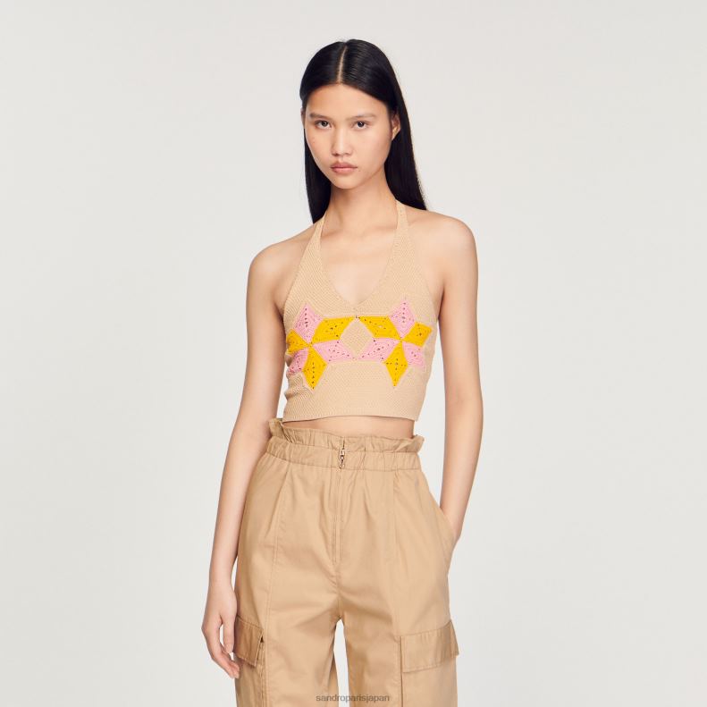 jp Sandro Paris 女性 クロップドかぎ針編みトップ マルチカラー 20D4B441 衣服