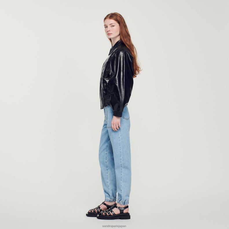 jp Sandro Paris 女性 滑らかなレザージャケット 黒 20D4B442 衣服