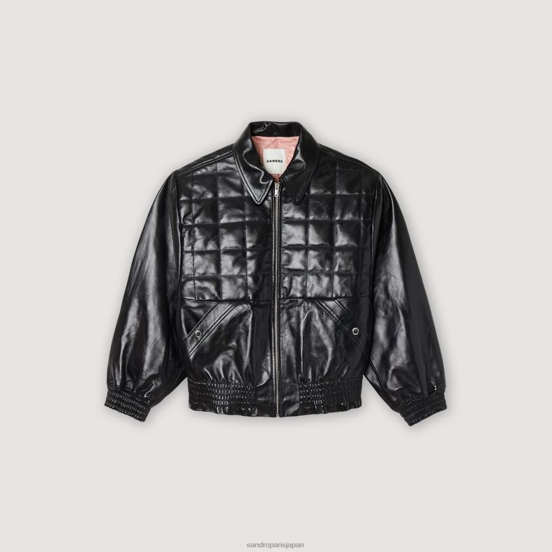 jp Sandro Paris 女性 滑らかなレザージャケット 黒 20D4B442 衣服