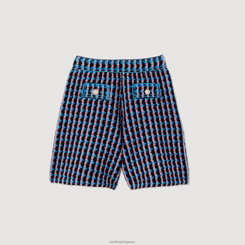 jp Sandro Paris 女性 ツイードショートパンツ ブラン/ブルー 20D4B447 衣服