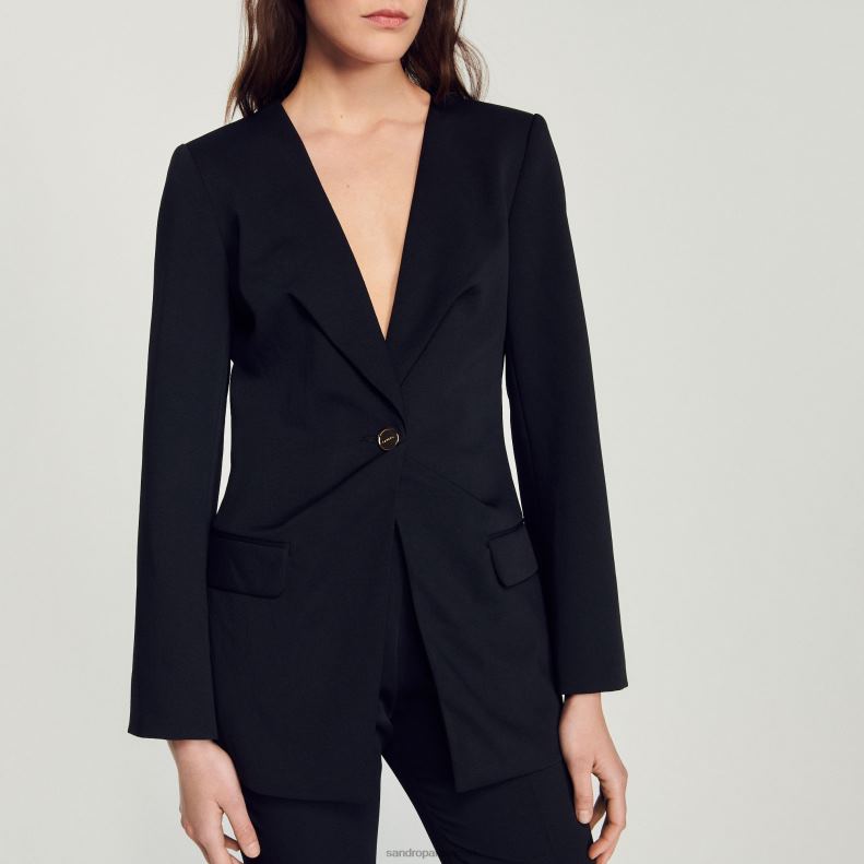 jp Sandro Paris 女性 フィットジャケット 黒 20D4B448 衣服
