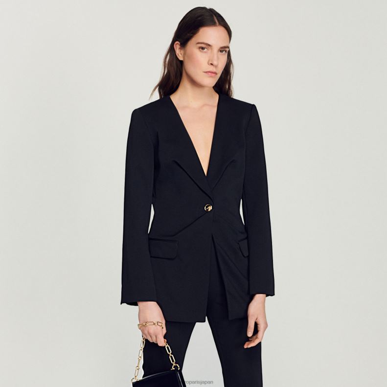 jp Sandro Paris 女性 フィットジャケット 黒 20D4B448 衣服