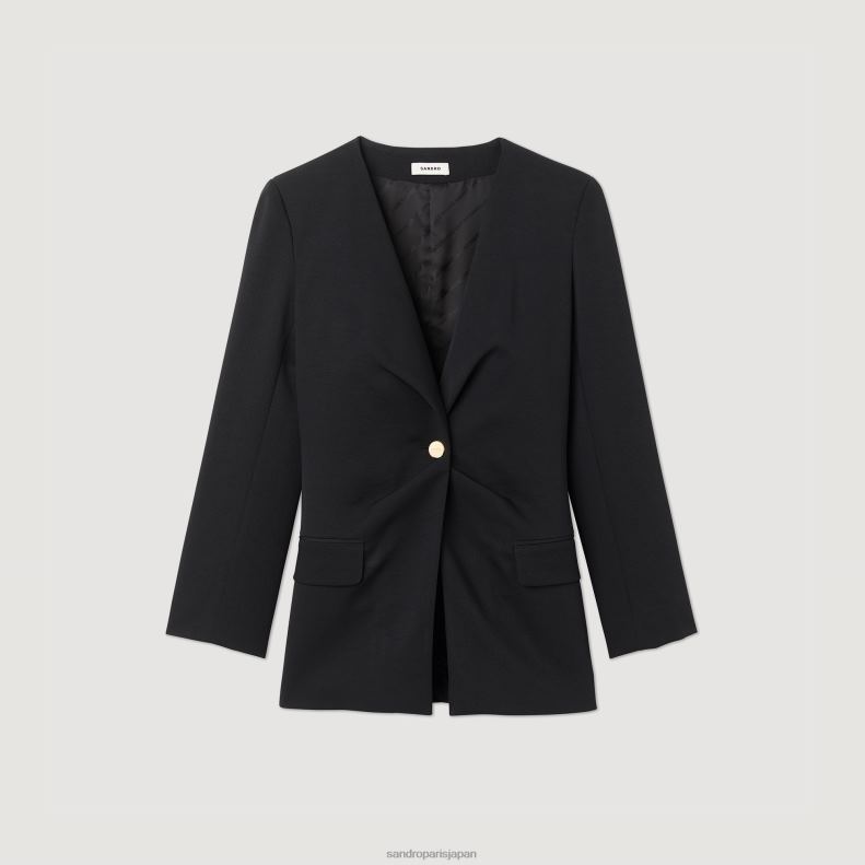 jp Sandro Paris 女性 フィットジャケット 黒 20D4B448 衣服