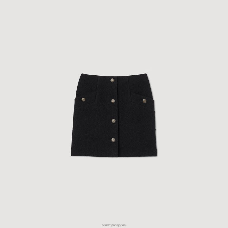 jp Sandro Paris 女性 ボタン付きの短いスカート 黒 20D4B45 衣服