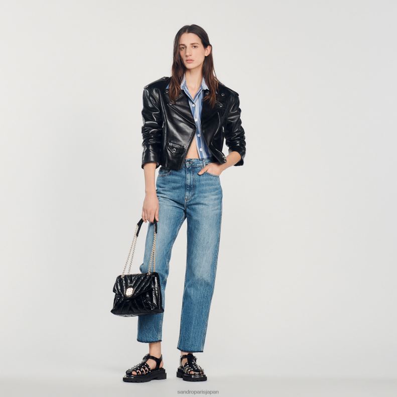 jp Sandro Paris 女性 レザージャケット 黒 20D4B452 衣服