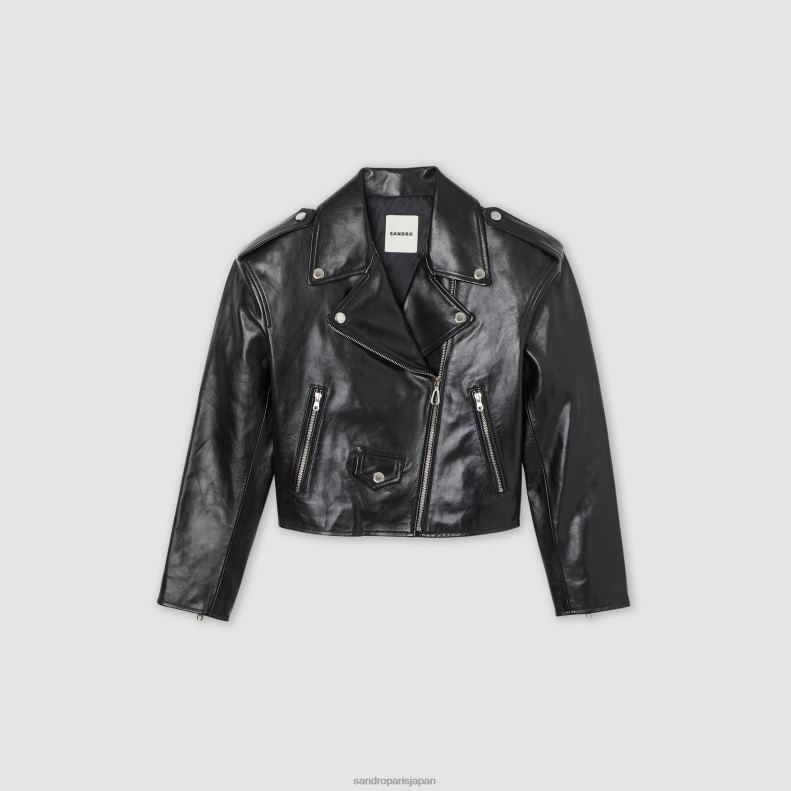 jp Sandro Paris 女性 レザージャケット 黒 20D4B452 衣服