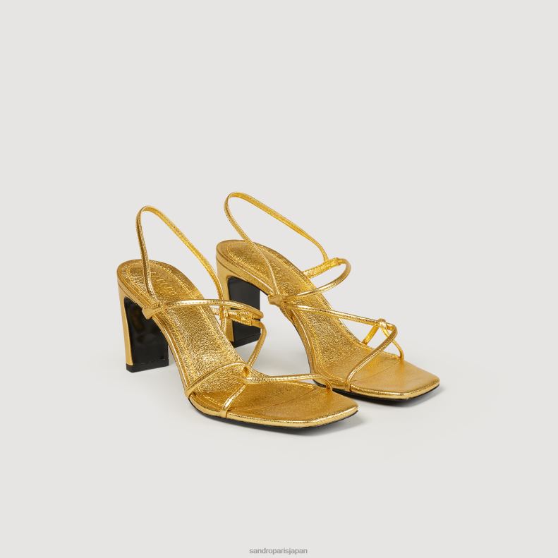jp Sandro Paris 女性 エンボスレザーサンダル 金 20D4B472 履物