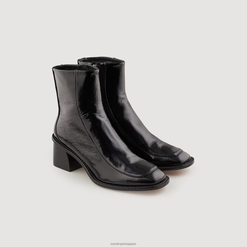 jp Sandro Paris 女性 ヒール付きパテントレザーブーツ 黒 20D4B474 履物