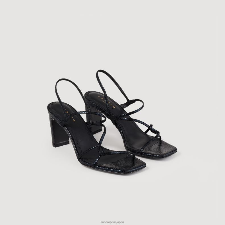 jp Sandro Paris 女性 細いストラップのサンダル 黒 20D4B477 履物