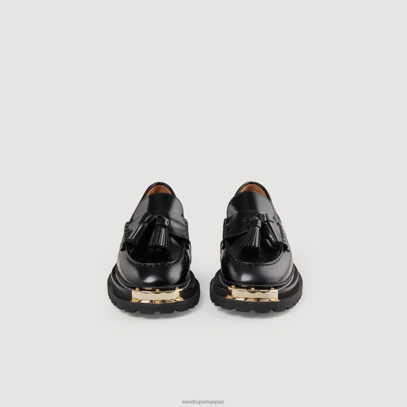 jp Sandro Paris 女性 厚底レザーローファー 黒 20D4B481 履物