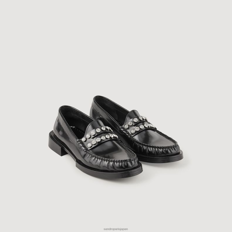 jp Sandro Paris 女性 ラインストーン付きレザーローファー 黒 20D4B488 履物