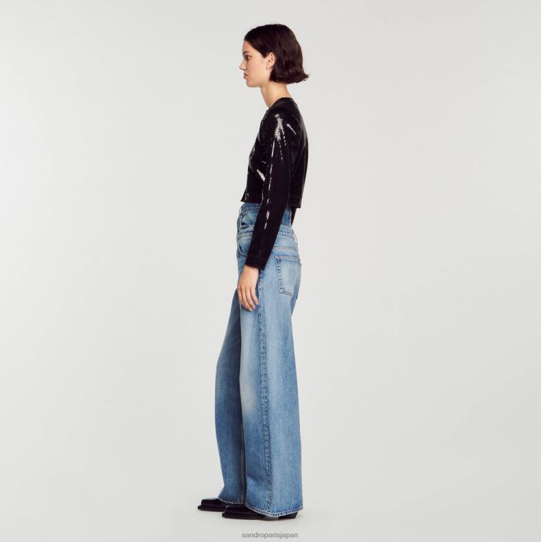 jp Sandro Paris 女性 クロップドスパンコールカーディガン 黒 20D4B48 衣服