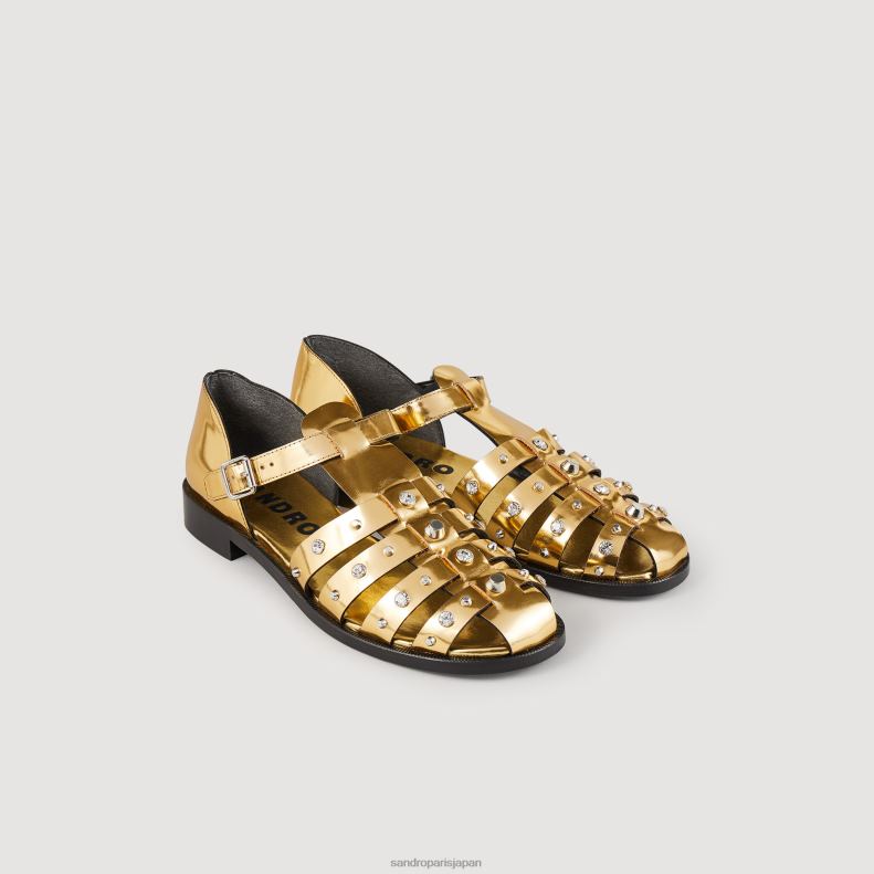 jp Sandro Paris 女性 オリマ スタッズサンダル 金 20D4B495 履物