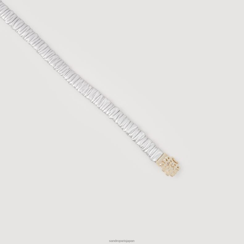 jp Sandro Paris 女性 伸縮性のあるレザーベルト 銀 20D4B505 アクセサリー