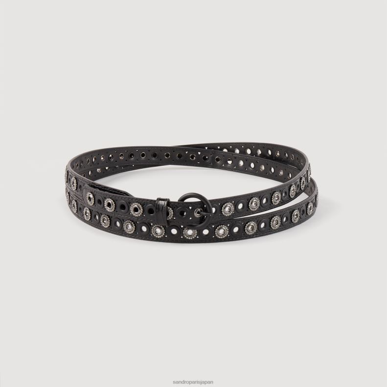 jp Sandro Paris 女性 アイレット付きレザーベルト 黒 20D4B507 アクセサリー