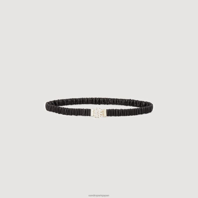 jp Sandro Paris 女性 伸縮性のあるレザーベルト 黒 20D4B508 アクセサリー