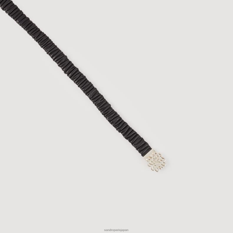jp Sandro Paris 女性 伸縮性のあるレザーベルト 黒 20D4B508 アクセサリー