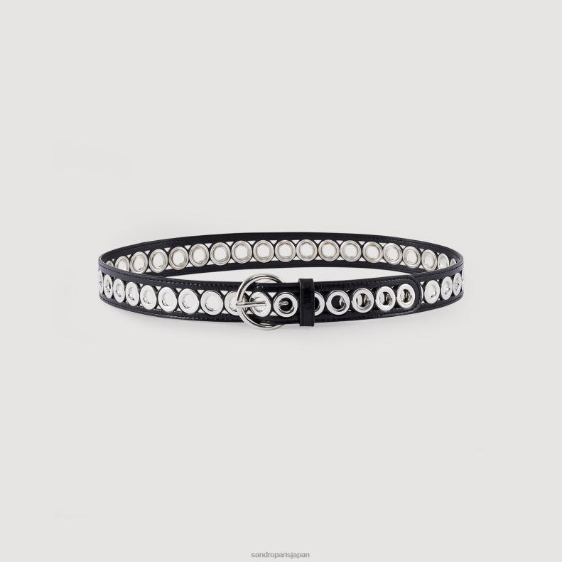 jp Sandro Paris 女性 ラウンドバックルとアイレット付きベルト 黒 20D4B516 アクセサリー