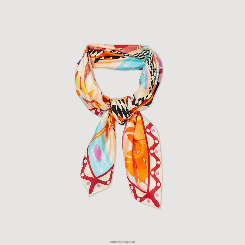 jp Sandro Paris 女性 絹のスカーフ オレンジ 20D4B520 アクセサリー