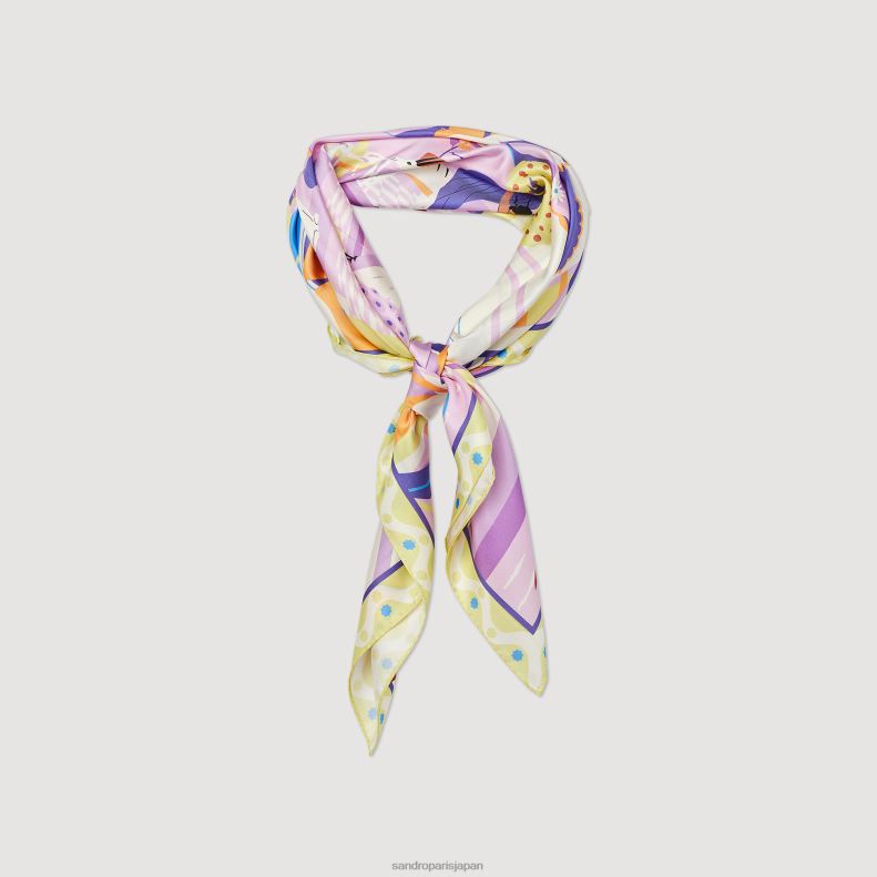 jp Sandro Paris 女性 絹のスカーフ 紫 20D4B521 アクセサリー