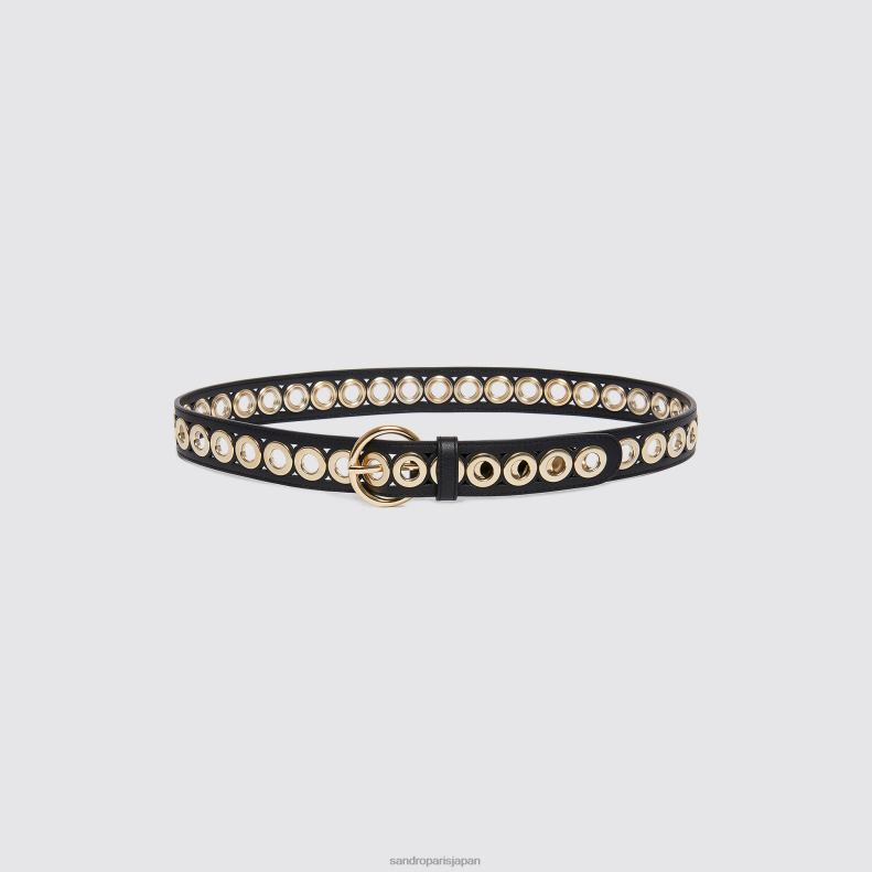 jp Sandro Paris 女性 ラウンドバックルとアイレット付きベルト 黒 20D4B523 アクセサリー