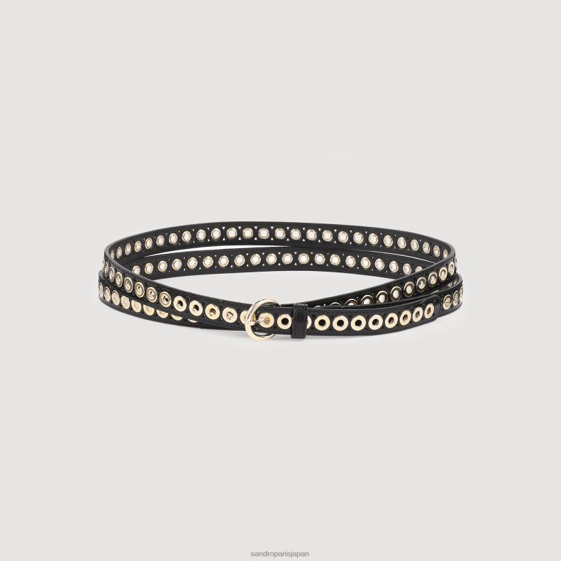jp Sandro Paris 女性 アイレット付きレザーベルト 黒 20D4B525 アクセサリー