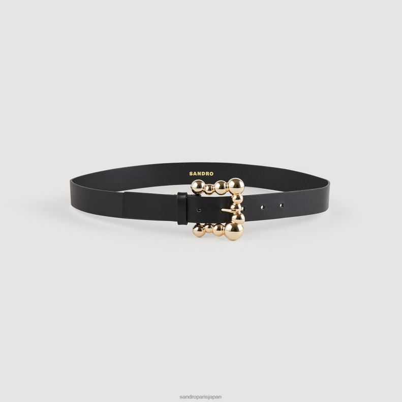 jp Sandro Paris 女性 スクエアバックル付き幅広レザーベルト 黒 20D4B537 アクセサリー