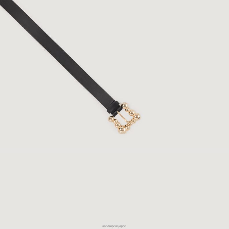 jp Sandro Paris 女性 スクエアバックル付き幅広レザーベルト 黒 20D4B537 アクセサリー