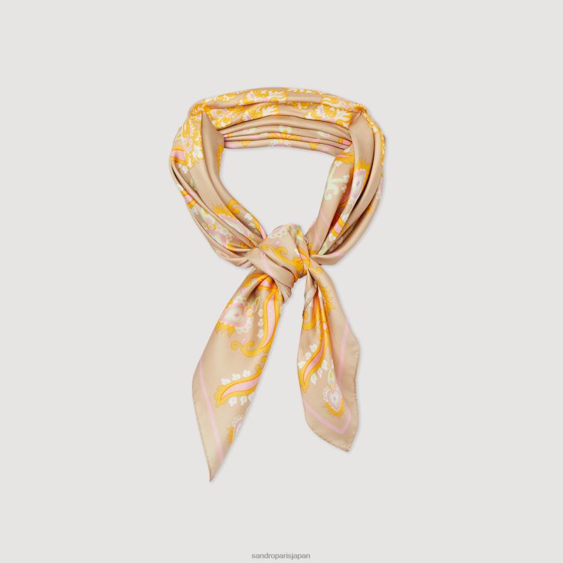 jp Sandro Paris 女性 絹のスカーフ ベージュ 20D4B549 アクセサリー