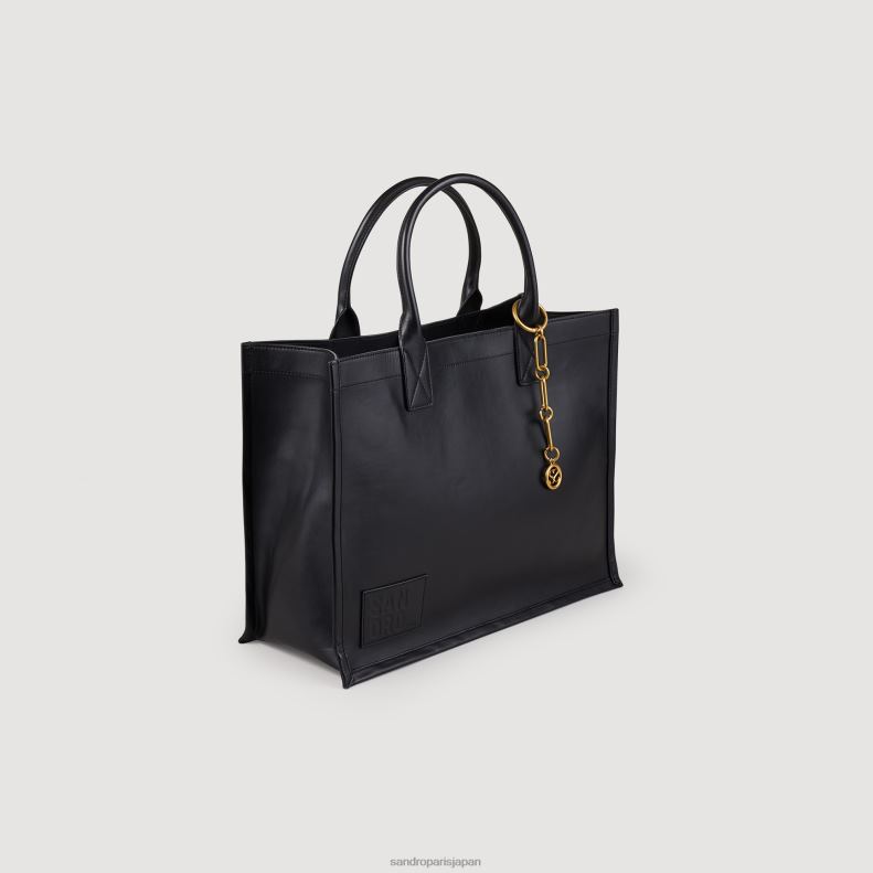 jp Sandro Paris 女性 チェーンジュエリー付きレザートートバッグ 黒 20D4B550 アクセサリー