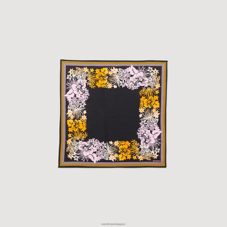 jp Sandro Paris 女性 絹のスカーフ 黒 20D4B551 アクセサリー