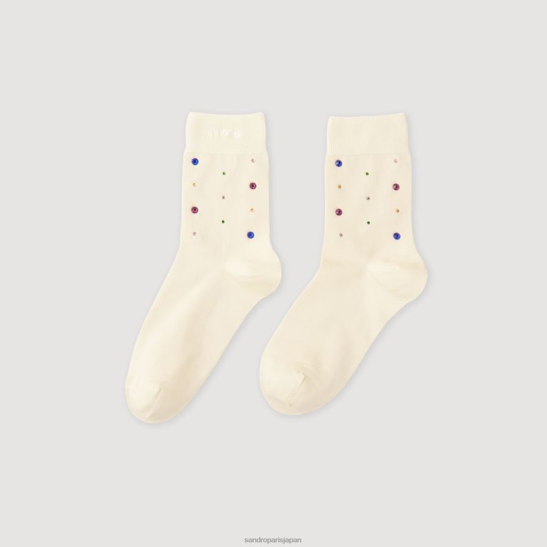 jp Sandro Paris 女性 ラインストーンソックス 生成り 20D4B553 アクセサリー