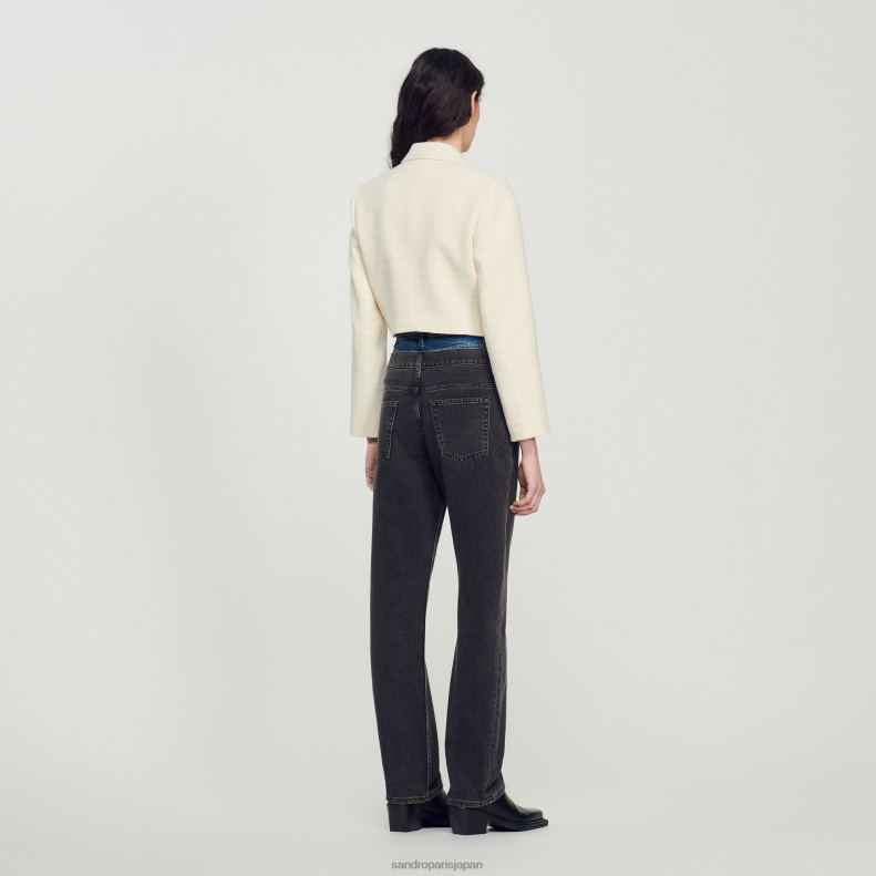 jp Sandro Paris 女性 クロップドツイード ボタンアップジャケット 生成り 20D4B55 衣服