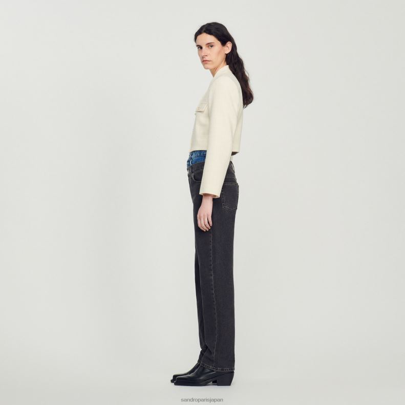 jp Sandro Paris 女性 クロップドツイード ボタンアップジャケット 生成り 20D4B55 衣服