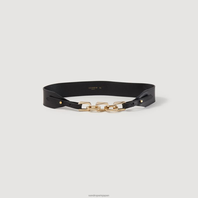 jp Sandro Paris 女性 チェーン付き革ベルト 黒 20D4B562 アクセサリー
