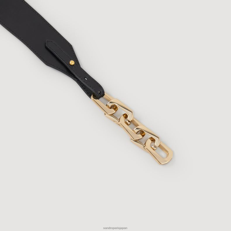jp Sandro Paris 女性 チェーン付き革ベルト 黒 20D4B562 アクセサリー