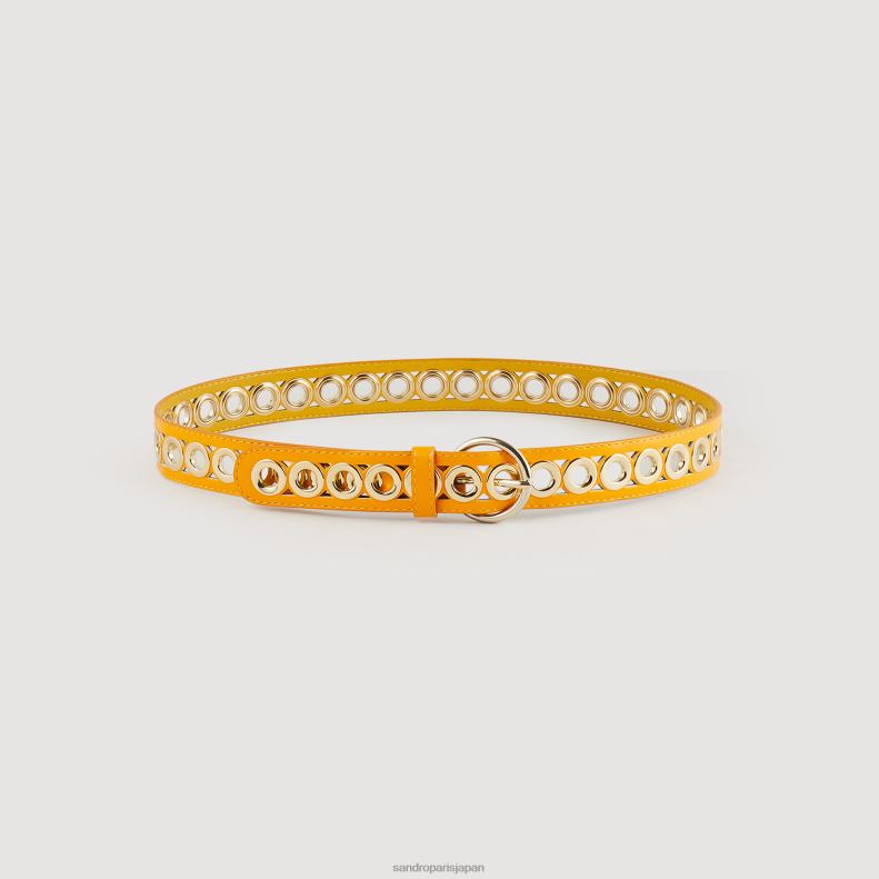 jp Sandro Paris 女性 アイレット付きレザーベルト ゴールドイエロー 20D4B565 アクセサリー