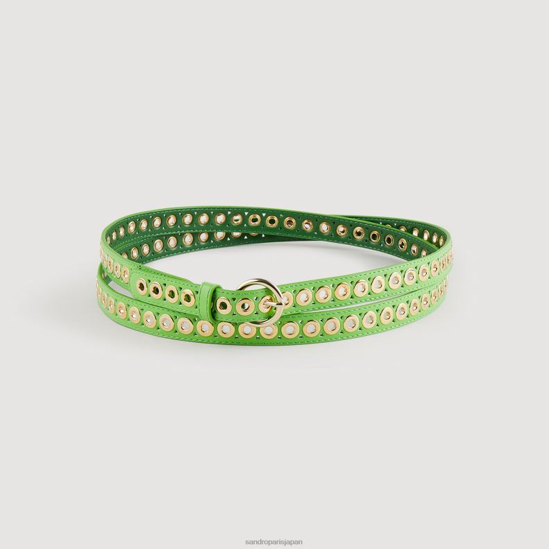 jp Sandro Paris 女性 アイレット付きダブルレザーベルト アップルグリーン 20D4B570 アクセサリー