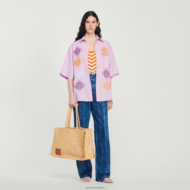 jp Sandro Paris 女性 ラフィアカスバトートバッグ ベージュ 20D4B574 アクセサリー