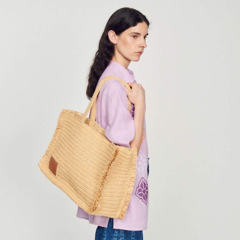 jp Sandro Paris 女性 ラフィアカスバトートバッグ ベージュ 20D4B574 アクセサリー