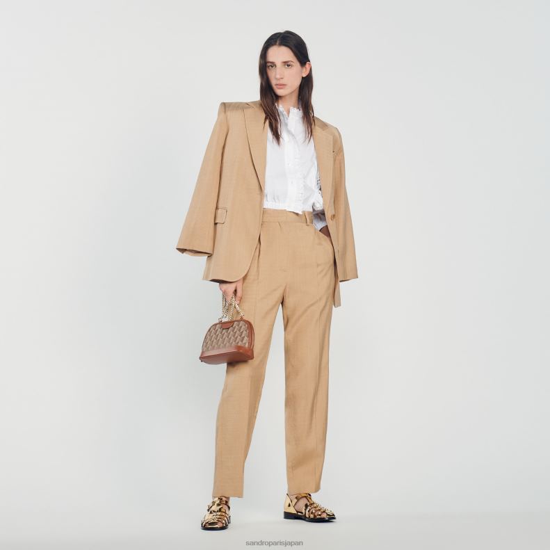 jp Sandro Paris 女性 リッタ ロゴ クラッチバッグ 茶色 20D4B577 アクセサリー