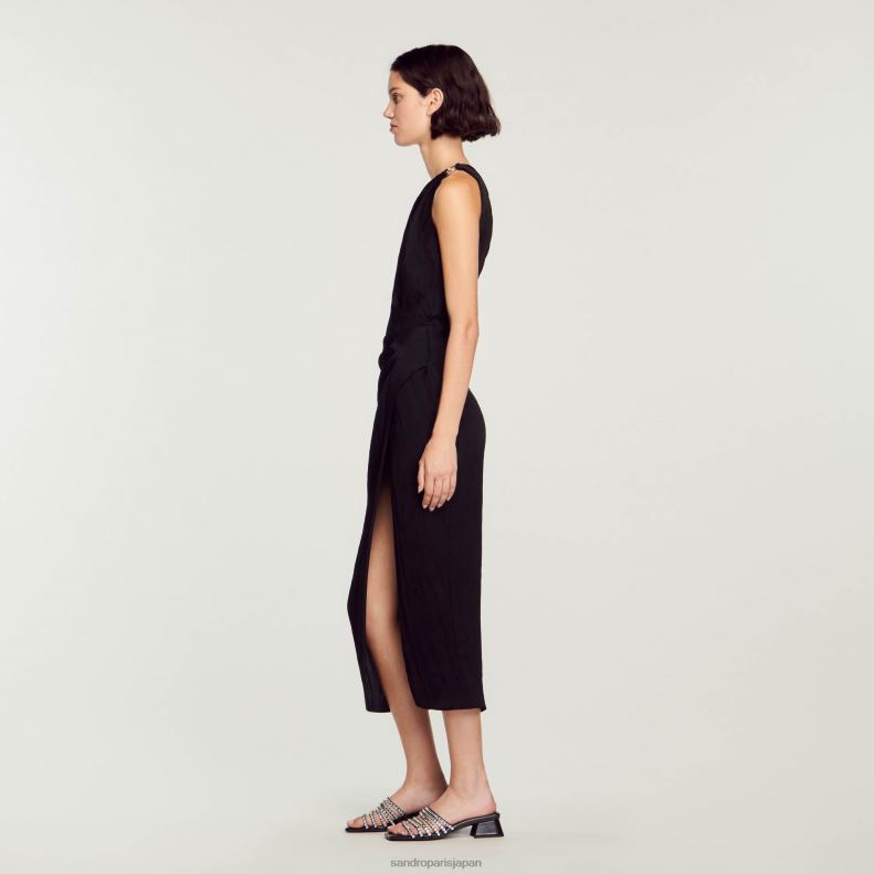 jp Sandro Paris 女性 非対称ドレス 黒 20D4B57 衣服